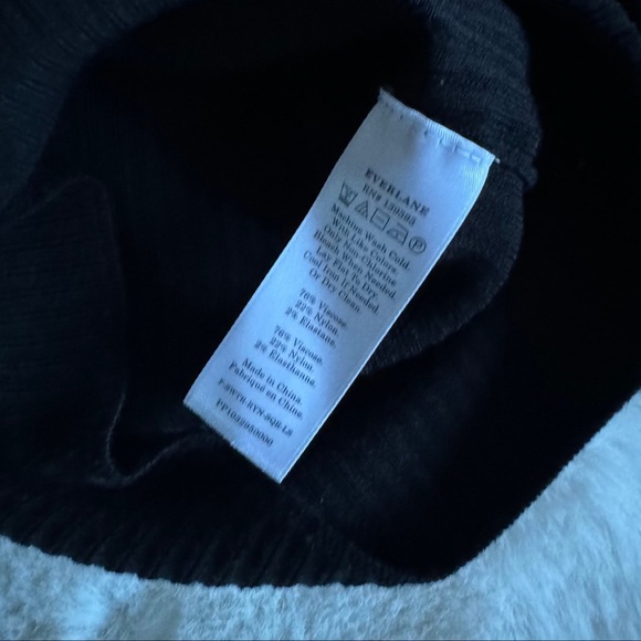 Everlane The Square Neck Long Puff Sleeve Ribbed Knit Sweater Top Black Small - Picture 7 of 9